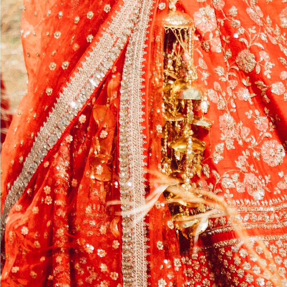 Sabyasachi copy lehnga in crimson red color. - Picture 9 of 11
